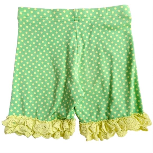 Matilda Jane Girls Shorts Playful Green Yellow Polka Dots & Ruffled Hem Size 8 - Picture 7 of 11
